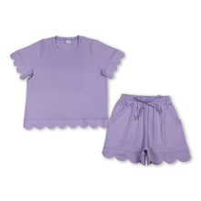 Load image into Gallery viewer, Lavender scallop top shorts adult women summer outfits