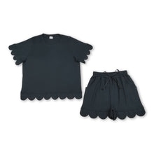 Load image into Gallery viewer, Black scallop top shorts adult women summer outfits