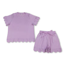 Load image into Gallery viewer, Solid scallop top shorts adult women summer outfits