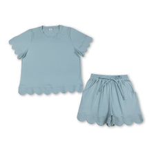 Load image into Gallery viewer, Sky blue scallop top shorts adult women summer outfits