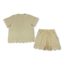Load image into Gallery viewer, Yellow scallop top shorts adult women summer outfits