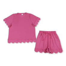 Load image into Gallery viewer, Hot pink scallop top shorts adult women summer outfits
