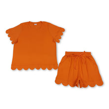 Load image into Gallery viewer, Orange scallop top shorts adult women summer outfits