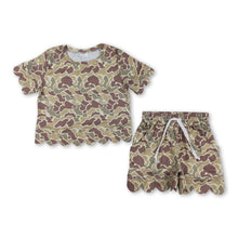 Load image into Gallery viewer, Short sleeves camo scallop top shorts girls summer outfit