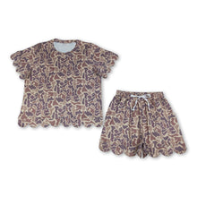 Load image into Gallery viewer, Khaki camo scallop top shorts adult women summer outfits