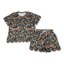 Load image into Gallery viewer, Brown camo scallop top shorts adult women summer outfits