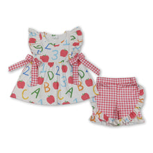 Load image into Gallery viewer, ABC apple tunic plaid shorts girls back to school outfits