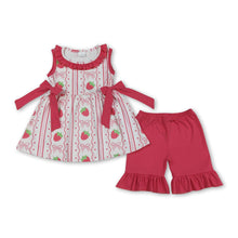 Load image into Gallery viewer, Strawberry bow tunic ruffle shorts kids girls outfits