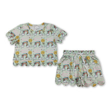 Load image into Gallery viewer, Smile rainbow floral scallop kids girls summer outfits