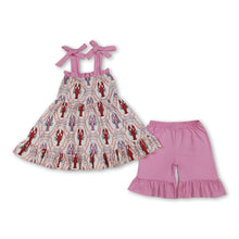 Load image into Gallery viewer, Adjustable straps crawfish tunic shorts girls outfits