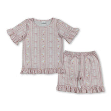 Load image into Gallery viewer, Short sleeves goose bow floral top shorts girls outfits