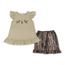 Load image into Gallery viewer, Dog deer duck embroidery top camo shorts girls outfits