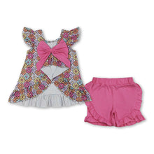Load image into Gallery viewer, Floral flutter sleeves top ruffle shorts girls outfits