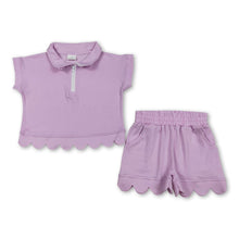 Load image into Gallery viewer, Short sleeves scallop pullover shorts girls outfits
