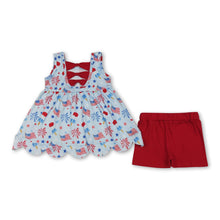 Load image into Gallery viewer, Popsicle flag scallop tunic shorts girls 4th of july outfits