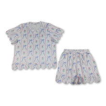 Load image into Gallery viewer, Short sleeves floral bow top shorts adult women outfits