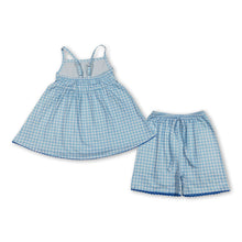 Load image into Gallery viewer, Straps blue plaid tunic shorts kids girls outfits