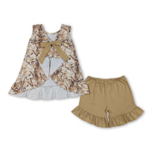 Load image into Gallery viewer, Sleeveless leaves camo top ruffle shorts girls outfits