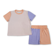 Load image into Gallery viewer, Solid short sleeves cotton kids girls summer outfits