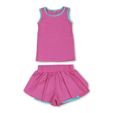 Load image into Gallery viewer, Sleeveless hot pink top shorts girls active wear set