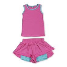 Load image into Gallery viewer, Sleeveless hot pink top shorts girls active wear set