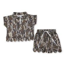 Load image into Gallery viewer, Short sleeves camo scallop pullover shorts girls outfits