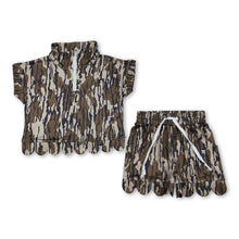 Load image into Gallery viewer, Short sleeves camo scallop pullover shorts girls outfits
