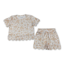 Load image into Gallery viewer, Short sleeves scallop sandcastle starfish girls outfits