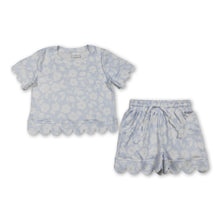 Load image into Gallery viewer, Short sleeves floral scallop pullover shorts girls outfits