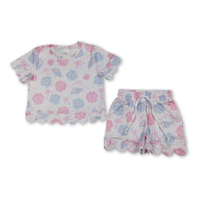 Load image into Gallery viewer, Short sleeves scallop shell bow girls summer outfits