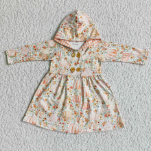 Load image into Gallery viewer, Floral pumkin hoodie dress baby girls fall  cardigan