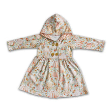 Load image into Gallery viewer, Floral pumkin hoodie dress baby girls fall  cardigan