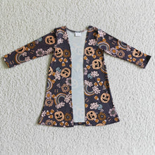 Load image into Gallery viewer, Pumpkin rainbow candy floral kids girls Halloween cardigan