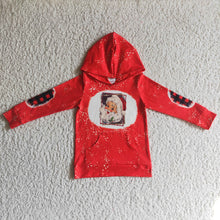 Load image into Gallery viewer, Santa bleached kids girls Christmas hoodie shirt