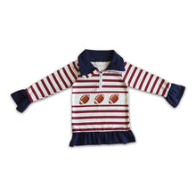 Load image into Gallery viewer, Football stripe kids girls zipper pullover