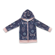 Load image into Gallery viewer, Bull skull feather zipper hoodie girls western jacket