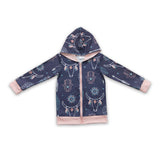 Bull skull feather zipper hoodie girls western jacket