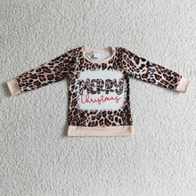 Load image into Gallery viewer, Merry Christmas bleached leoaprd baby girls sweatshirt