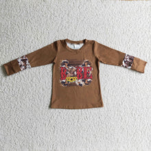 Load image into Gallery viewer, Highland cow babe sunflower kids girls western shirt