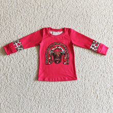 Load image into Gallery viewer, Highland cow heart rainbow girls western Valentine shirt