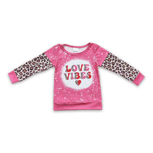 Load image into Gallery viewer, Love vibes heart leopard kids girls valentine's day sweatshirt