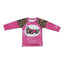 Load image into Gallery viewer, Love football leopard long sleeves kids girls team shirt