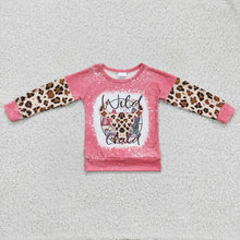 Load image into Gallery viewer, Wild child leopard cow kids girls pink western shirt