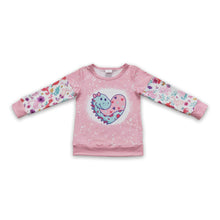 Load image into Gallery viewer, Dinosaur heart pink kids girls valentine's sweatshirt