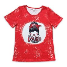 Load image into Gallery viewer, One loved mom red short sleeves bleached adult shirt