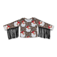 Load image into Gallery viewer, Long sleeves leopard santa tassels girls Christmas shirt