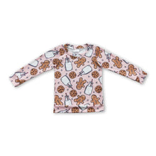 Load image into Gallery viewer, Long sleeves gingerbread cookie milk girls Christmas shirt
