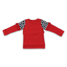Load image into Gallery viewer, Cow print red long sleeves girls ruffle shirt