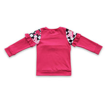 Load image into Gallery viewer, Hot pink plaid party girls ruffle shirt