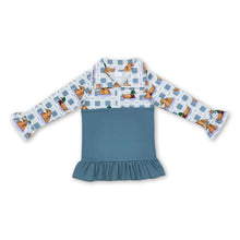 Load image into Gallery viewer, Plaid duck long sleeves ruffle girls zipper pullover
